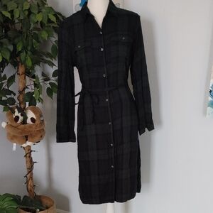 Old Navy Flannel Long Sleeve Shirt Dress M